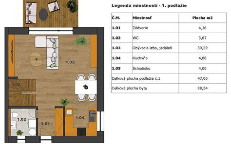 Pôdorys s vyznačeným miestom pre novú výťahovú šachtu