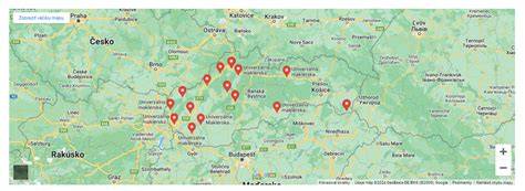 Mapa pobočiek HIROPRO Stavebniny