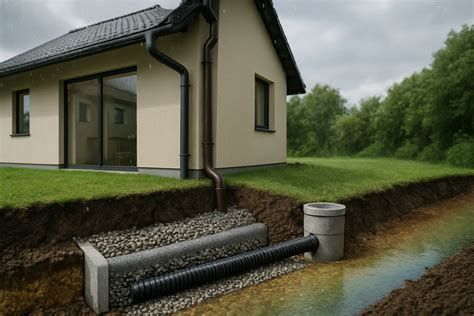 Vizualizácia drenážneho systému okolo domu
