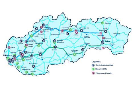 Mapa hlavných predajných lokalít