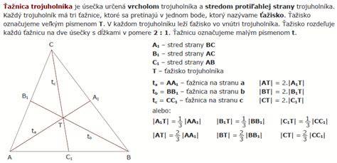 Ťažnice a ťažisko trojuholníka