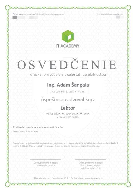 Certifikát odborného školenia