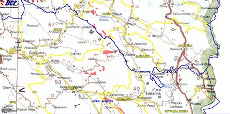 Mapa Lučenca s vyznačenými stavebninami