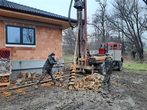 Proces vŕtania zemného pilótu