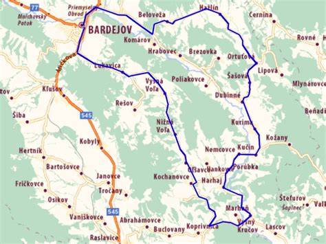 Mapa turistických atrakcií v okolí Bardejova