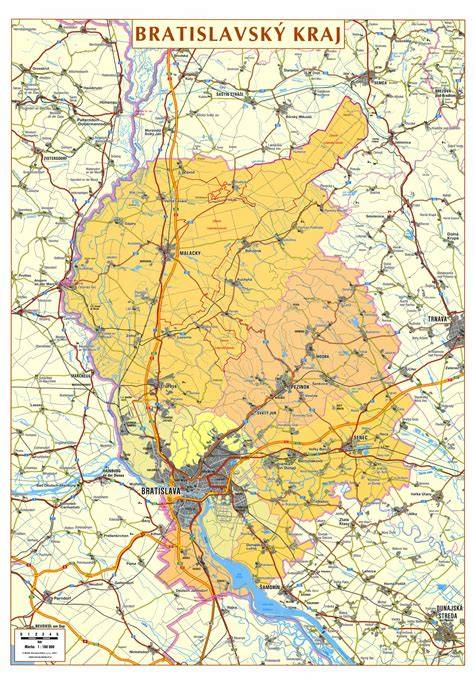 Mapa Bratislavského kraja s vyznačenými oblasťami pôsobenia