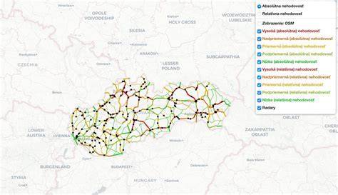 Mapa významných projektov OPII na cestách I. triedy na Slovensku