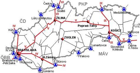 mapa modernizácie železničných koridorov na Slovensku