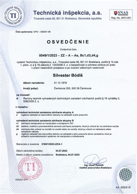 Certifikát oprávnenia pre opravy elektrických zariadení
