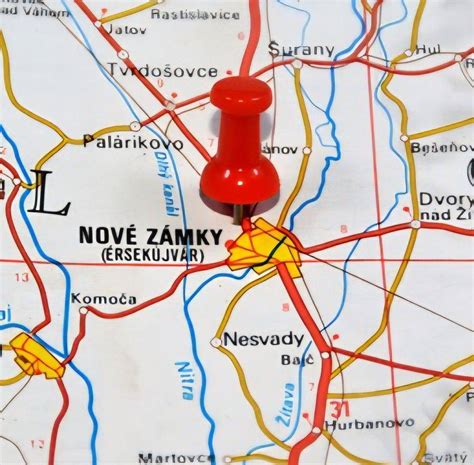 Mapa s vyznačenými lokáciami predajní kovaní v Nových Zámkoch
