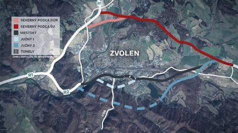Mapa Zvolena s vyznačenými miestami opráv ciest