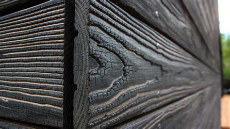 Ukážka opáleného dreva technikou Shou sugi ban