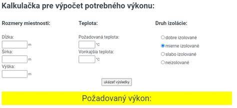 Výpočet potrebného výkonu kotla