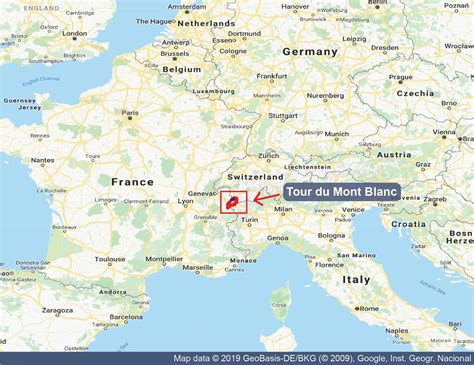 Mapa tunela Mont Blanc