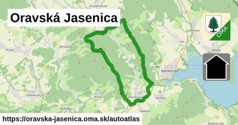 Mapa Oravského regiónu s vyznačenými mestami Námestovo, Oravská Jasenica, Rabča a Bobrov