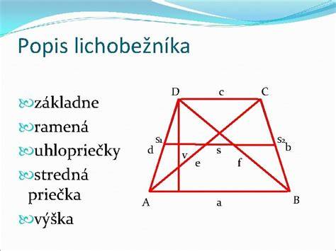 Základné časti lichobežníka: základne, ramená a výška