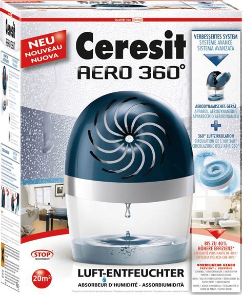 Schéma fungovania pohlcovača vlhkosti Ceresit Aero 360°