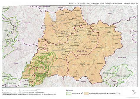 Mapa Národného parku Slovenský raj s vyznačenými roklinami
