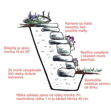 Suchý múrik s vysadenými skalničkami