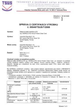 Certifikát a protokol o kusovej skúške elektromerového rozvádzača