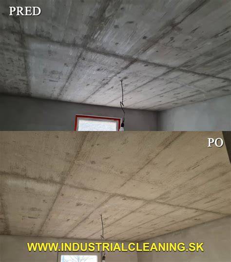 Čistenie pohľadového betónu na strope