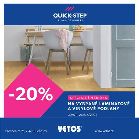 Plagát s informáciami o 25% zľave na podlahy Quick-Step