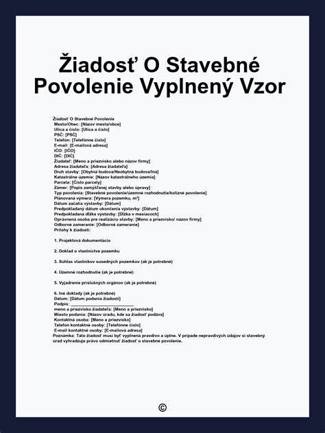 Žiadosť o stavebné povolenie a prílohy
