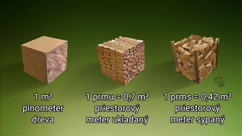Infografika: Prepočet objemu dreva (priestorový meter vs. kubický meter)