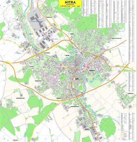 mapa mesta Krupina s vyznačenými historickými pamiatkami