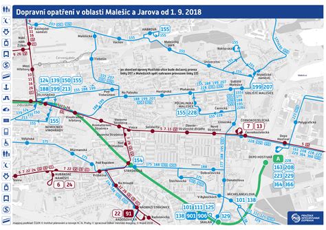 Mapa autobusových liniek v okolí Radole