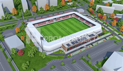 Panoramatický pohľad na zrekonštruovaný futbalový štadión v Skalici