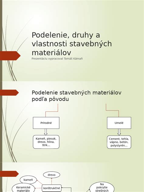Ukážka rôznych druhov stavebných materiálov