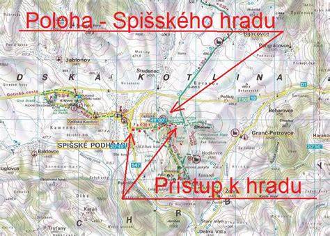 Mapa Spišského hradu a okolia