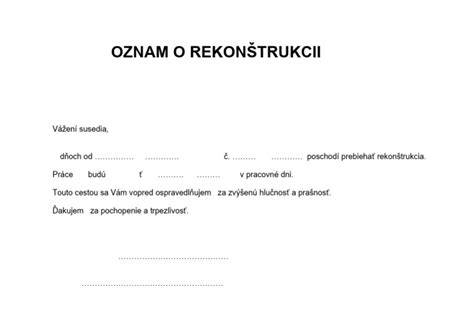 oznam o rekonštrukcii na nástenke