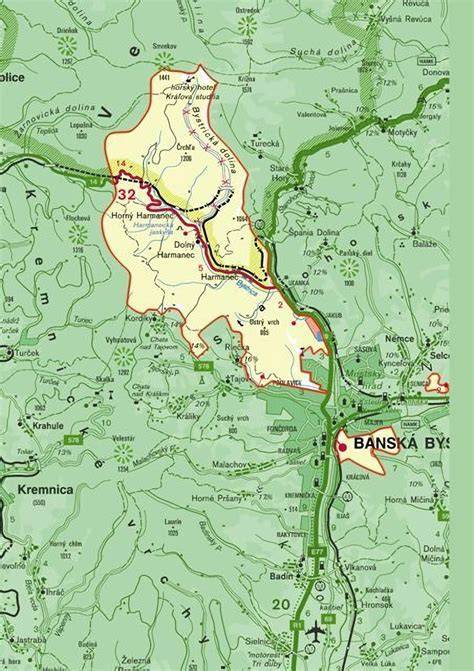 Mapa Banskej Bystrice s vyznačenou lokalitou Uhlisko