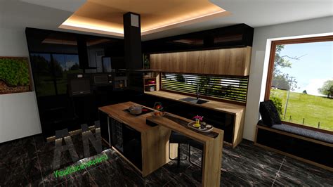 Render malej miestnosti so sadrokartónovým stropom a integrovaným LED osvetlením
