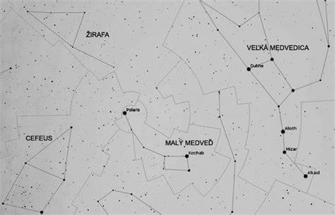 Mapa súhvezdia Malý medveď