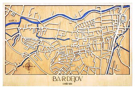 mapa mesta Bardejov so zvýraznenou polohou stavebnín