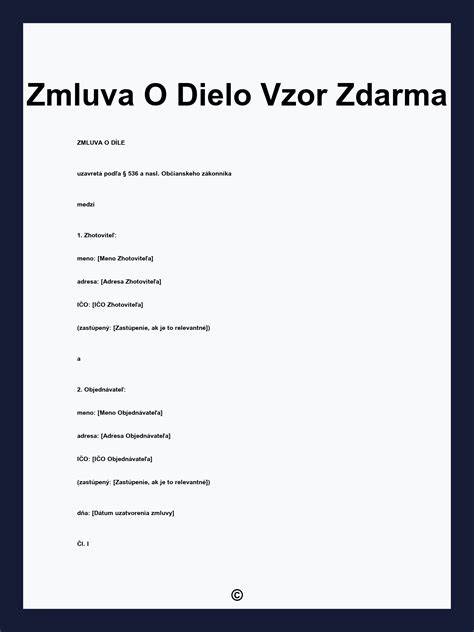 Štruktúra zmluvy o dielo