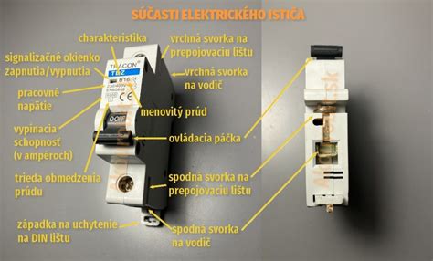 Schéma vnútorného mechanizmu ističa s bimetalovým a elektromagnetickým prvkom