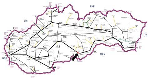 Mapa železničnej trate s vyznačeným úsekom rekonštrukcie
