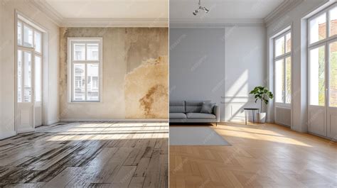 Before and after renovation of flexible floor