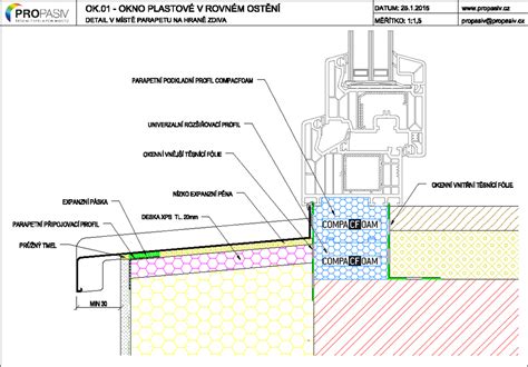 Detail okenného ostenia s APU lištou