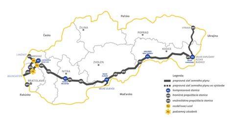 Mapa distribúcie zemného plynu na Slovensku