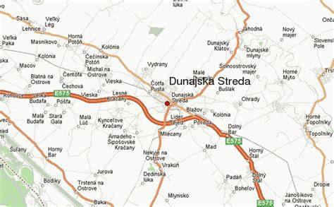 Mapa Dunajskej Stredy s vyznačenou križovatkou