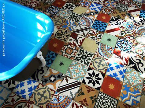 Cementové dlaždice patchwork design
