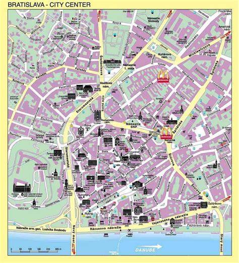Mapa Bratislavského Downtownu s vyznačeným Panorama City