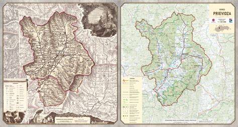 Mapa oblasti Prievidza so zobrazením služieb v regióne