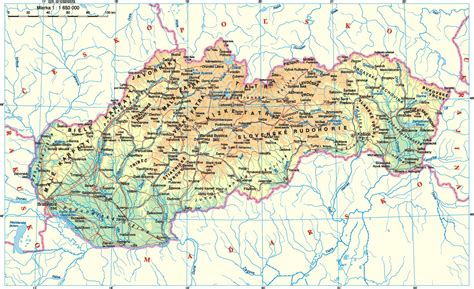 Mapa Západného Slovenska s vyznačením Gbeliec