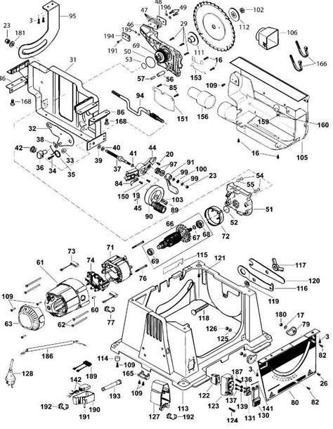 Detailná schéma komponentov píly DeWalt DW708
